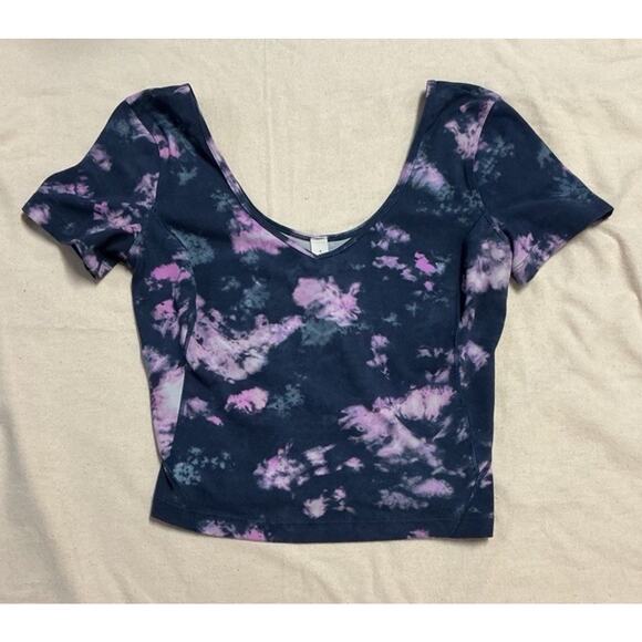 Lululemon Align Tee Crop Top Size 4 (Circulate Tie Dye Mineral Blue Multi) - Picture 1 of 3